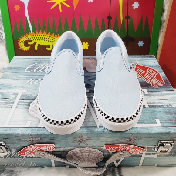 Vans Check Foxing Cool Blue Classic Slip on (CL) - Picture 13 of 14